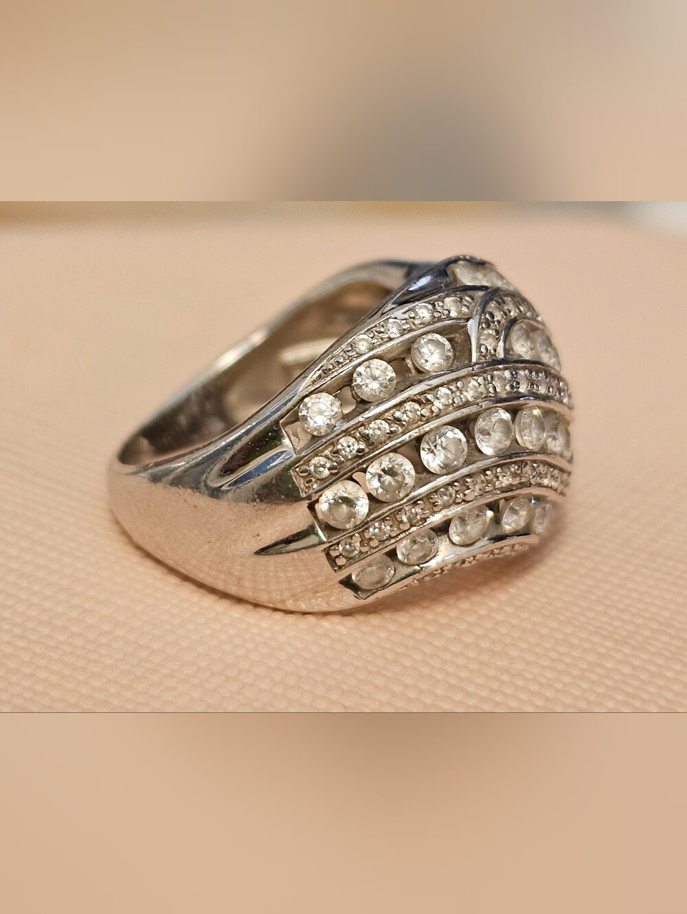 925 STERLING SILVER with CZ Dome Ring SZ 6